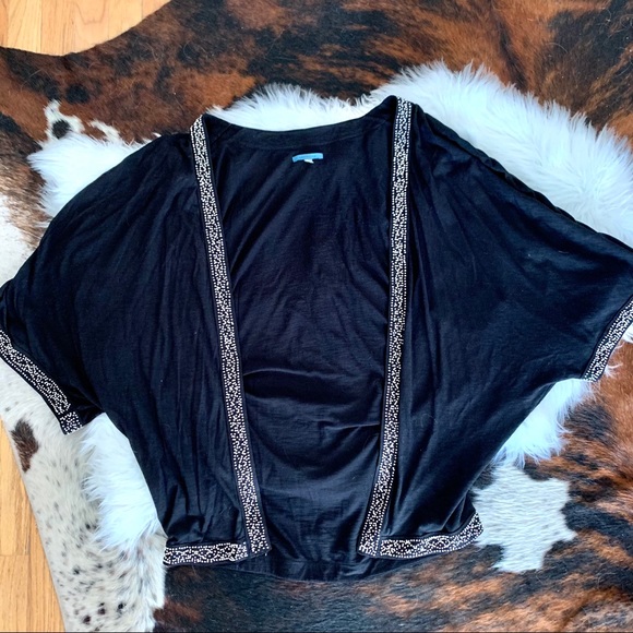 Anthropologie Leifnotes Black Beaded Kimono - Picture 6 of 10